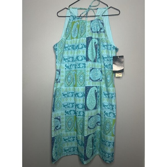 NWT Spenser Jeremy Size 14 Cotton Patchwork Paisley Floral Tropical Halter Dress - Picture 2 of 9